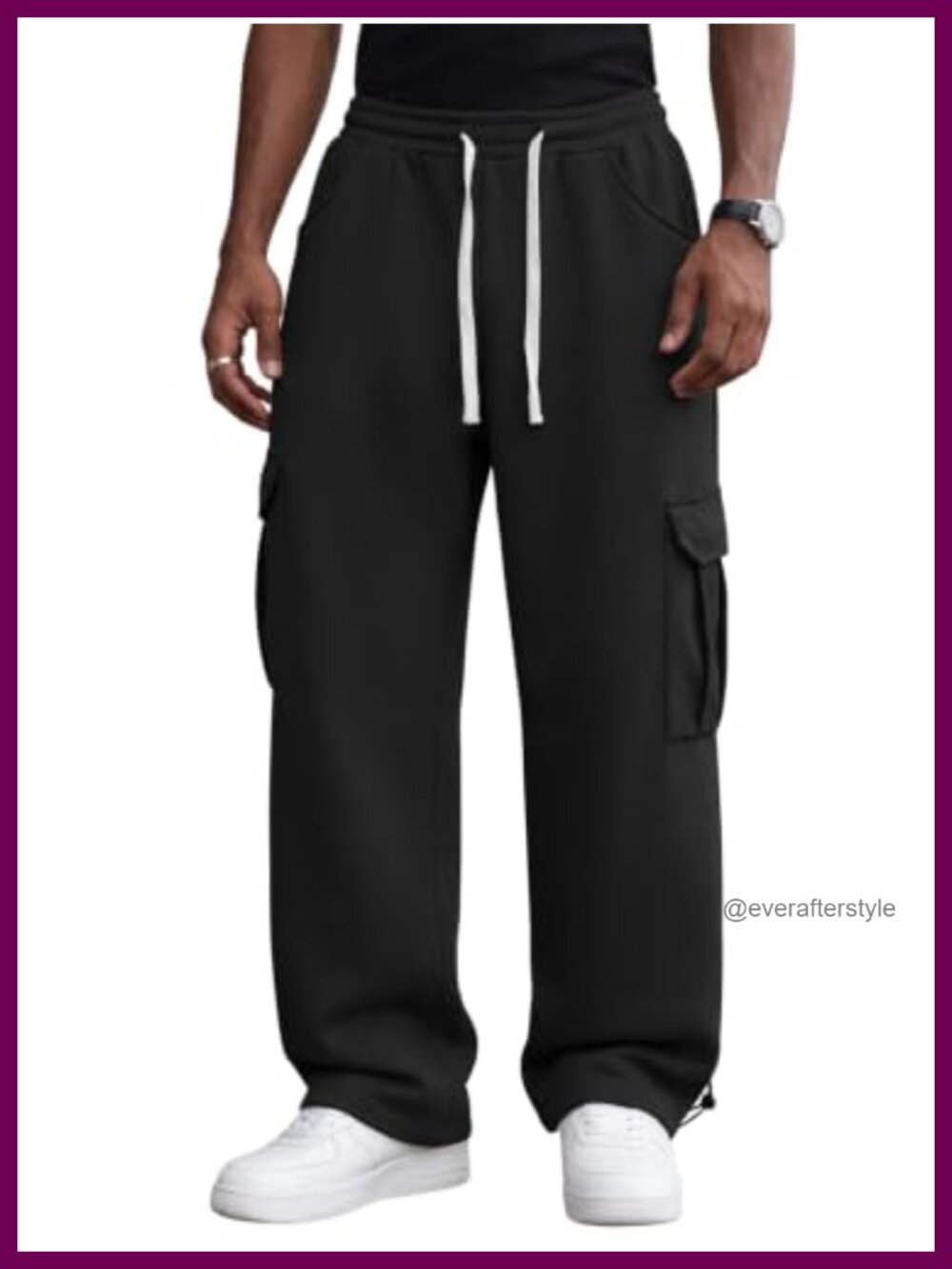 Men's Wide Leg Baggy Sweatpants High Waist Cargo Joggers